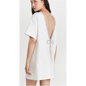 AREA Crystal Bow Open Back T-Shirt Dress